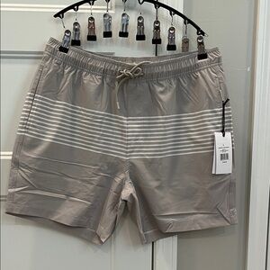 NWT Onia Gray Striped Men's Swim Trunks size L